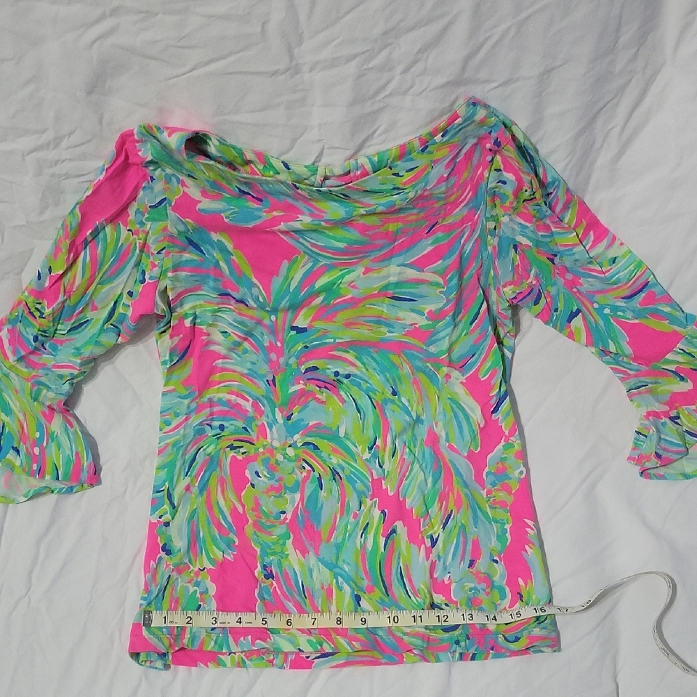 Lilly Pulitzer Pink and Green Patterned Blouse